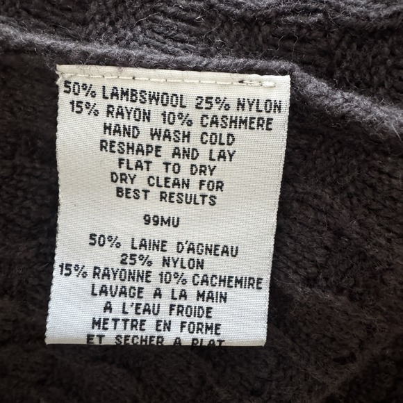 Eileen Fisher Gray Open Front Cardigan Lambswool Large Scalloped Edges - Picture 5 of 5